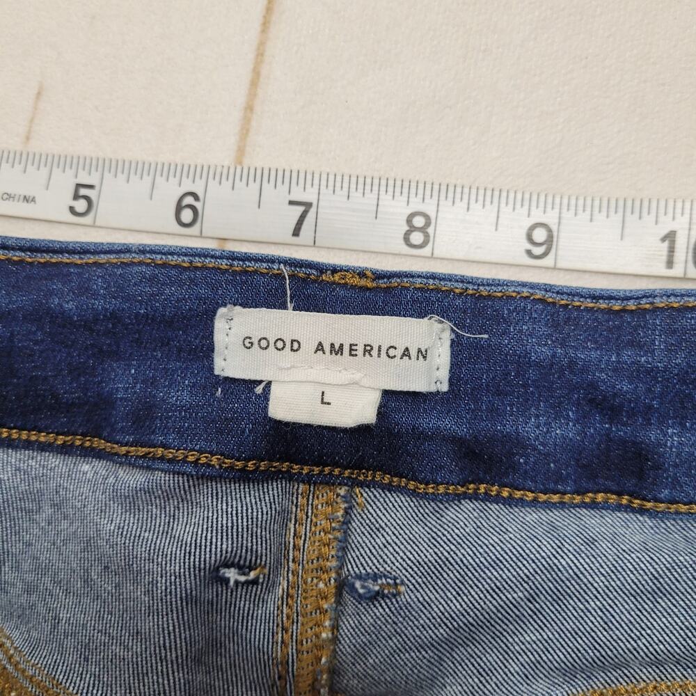 Good American power stretch pull on flare jeans dark wash indigo large - Picture 7 of 11